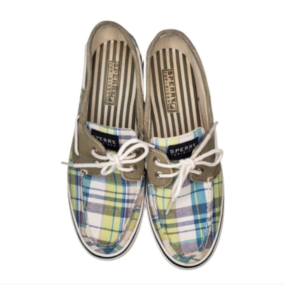 Sperry Top-Sider Pastel Plaid Deck Loafers Size 8
